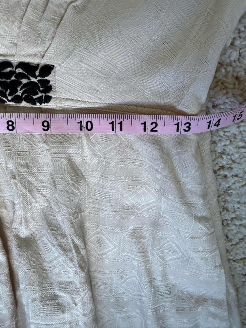 Anthropologie Orla Mini Dress Beige Embroidered Cotton Boho Puff Sleeves Sz 2 - Picture 9 of 14